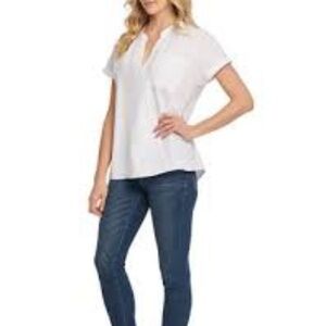 DKNY Short Sleeve Mandarin Collar Blouse